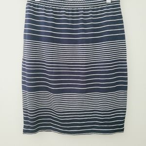 Max Studio Navy Striped Jersey Skirt, Sz Small